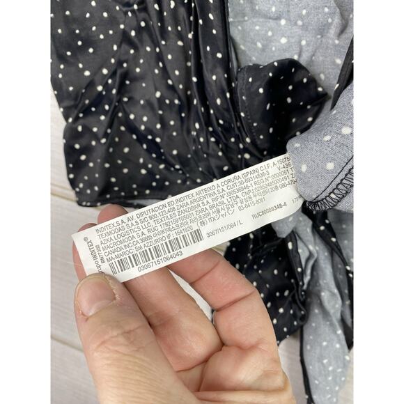 Zara Womens Top Size L Black Animal Print Satin Tie Open Front Long Sleeve NWT - Picture 8 of 9